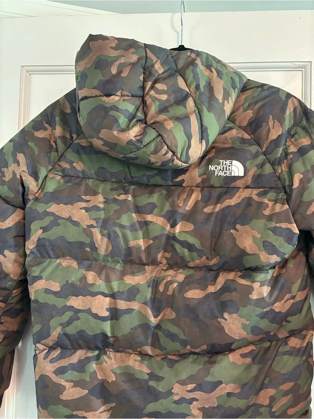 The North Face Kids Camo Hooded Puffer Jacket - Green/Brown/Black